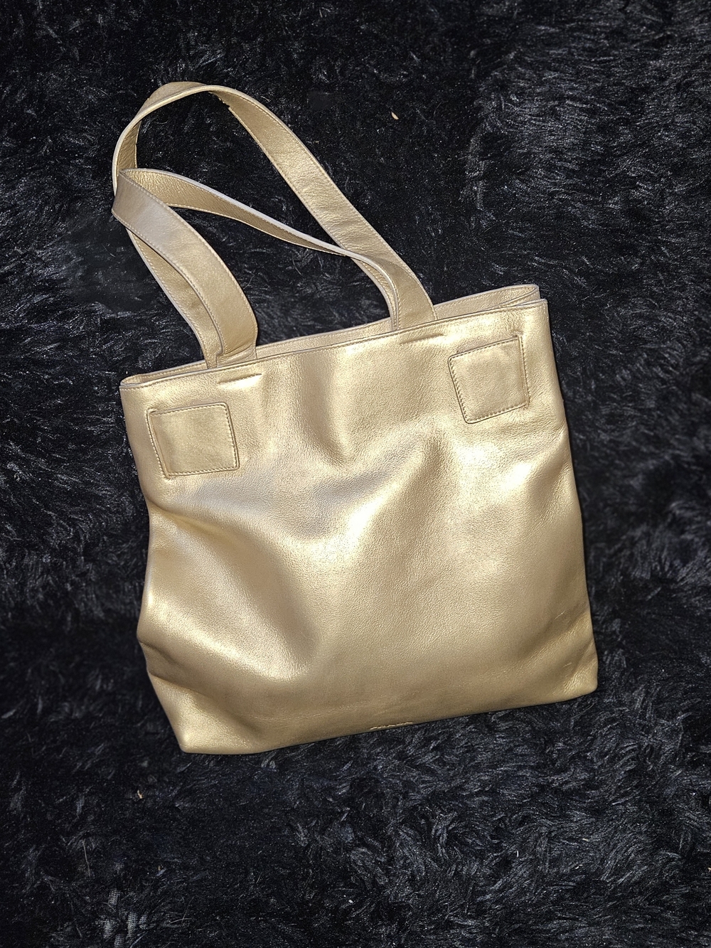 Prada Metallic Gold Shoulder Bag/Tote With Velcro Expansion